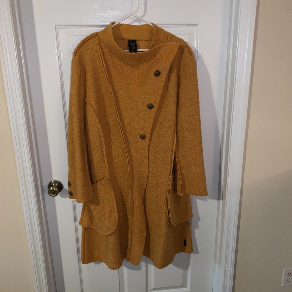 Women's Vintage Escaladya Yellow Wool-blend Long Coat German US Size 3X